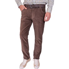 Daniel Voi Kadife Koyu Bej Erkek Regular Fit  5 Cep Pantolon