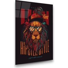 Glass Art Modern Aslan Vektörel Çizim Dikey Cam Tablo