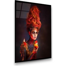 Glass Art Mumlar ve Kadın Manipülasyon Dikey Cam Tablo