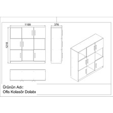 L'occi Concept Diego G Ofis Kapaklı Klasör Dolabı Kitaplık (Meşe-Siyah)