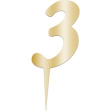 Pastaland Aynalı Pleksi Altın 3 Rakamı