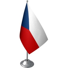 Satürn Design Masaüstü Çek Cumhuriyeti Bayrağı Krom Direk Masa Bayrak Seti