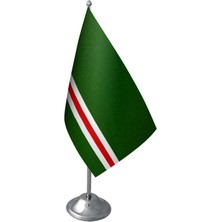 Satürn Design Masaüstü Içkerya Çeçen Bayrağı Krom Direk Masa Bayrak Seti