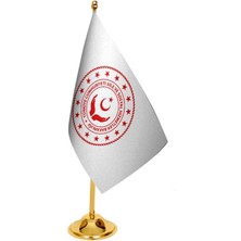 Satürn Design Masaüstü Aile Bakanlığı Bayrağı + Pirinç Direk Masa Bayrak Seti