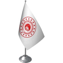 Satürn Design Masaüstü Çevre Bakanlığı Bayrağı Krom Direk Masa Bayrak Seti