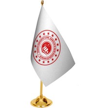 Satürn Design Masaüstü Çevre Bakanlığı Bayrağı + Pirinç Direk Masa Bayrak Seti