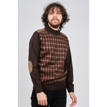 Pelikan Erkek Desenli Dirsek Detaylı Yarım Balıkçı Kazak 1577709 Kahverengi