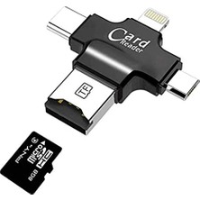 Sarftech Lightning Micro USB Type-C Tf 4'lü Kart Okuyucu Reader