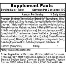 Pharma Hı-Tech Pharma Lipodrene With Ephedra 100 Tablet.