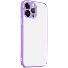 Case World Caseworld Apple iPhone 13 Pro Kamera Korumalı Silikon Kenarlı Renkli Düğmeli Mat Arka Kapak - Lila