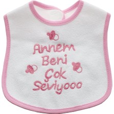 by BebekOdam Annem Beni Çok Seviyoo Yazılı Pembe Su Geçirmez Önlük