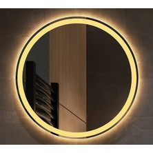 Global Led Mirror 60 cm Yuvarlak Ledli Ayna Antrasit Dresuar Hol Koridor Duvar Salon Banyo Wc Ofis Çocuk Yatak Odası Boy