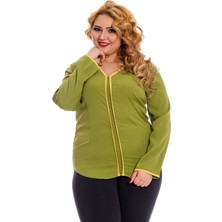 Modayız Büyük Beden Fıstık Yeşili Kadın Tunik G6-130942