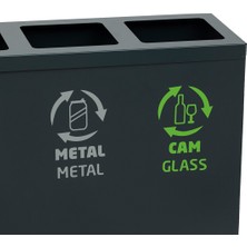 Ovata 4'lü Metal Sıfır Atık Kutusu Geri Dönüşüm Çöp Kovası + Pil Kutusu