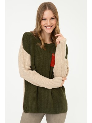 U.S. Polo Assn. Kadın Haki Triko Kazak