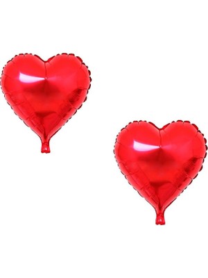 Dipak Kırmızı Renk Parlak Kalp Şekil Folyo Balon 18 Inç / 2 Adet