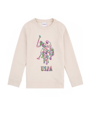 U.S. Polo Assn. Kız Çocuk Krem Sweat Shirt