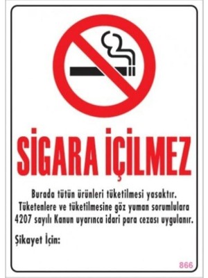 Hsn  Sigara Içilmez Uyarı Levhası 25X35 cm Sert Plastik