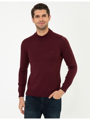 Pierre Cardin Erkek Bordo Slim Fit Yarım Balıkçı Yaka Basic Triko Kazak 50248552-VR014