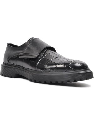 Pabucmarketi - Siyah Yılan Rugan Hakiki Deri Erkek Günlük Ayakkabı
