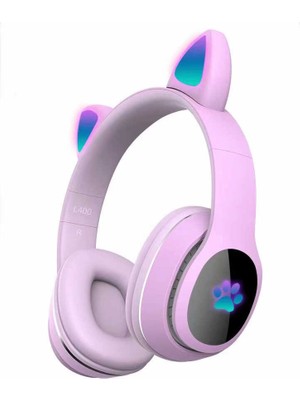 MobaxAksesuar Kulaküstü Bluetooth Kulaklık Rgb Işık Renki Çocuk Kedi L400