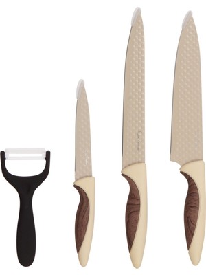Pierre Cardin Pluto Çelik - Krom 4 Parça Bıçak Seti Krem