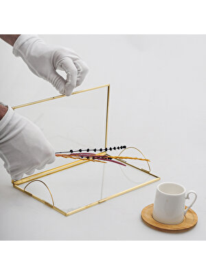 El Crea Designs Söz Nişan Sofra Mutfak Servis Yüzük Sunum Tepsisi Damat Kahvesi Organizasyon Gold 25 x 15 cm
