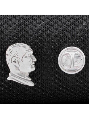 Takıhan Atatürk Siületli 925 Ayar Gümüş Rozet Yaka Iğnesi