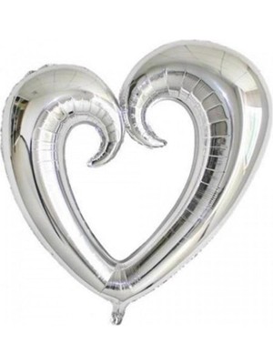 Dipak Gümüş Renk Içi Boş Kalp Folyo Balon
