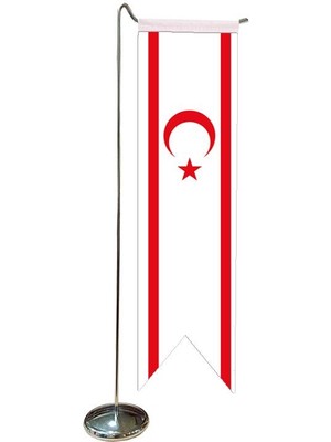 Satürn Masa Üstü Kırlangıç Kktc Bayrağı + Krom L Direk Masa Bayrak Seti