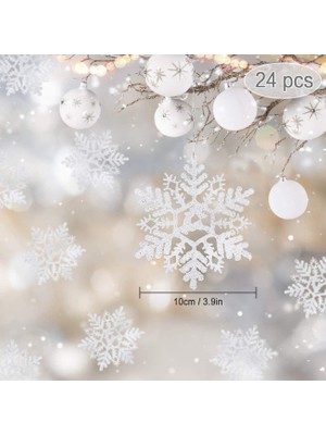 Brightest Star 24 Adet Noel Asılı Kar Tanesi Dekorasyonu (Yurt Dışından)