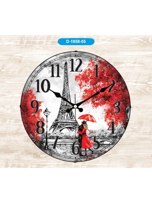 Galaxy D-1958-05 Bombe Mika Cam Duvar Saati Eyfel Kulesi̇