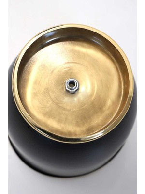 Hediye Vitrini Dekoratif Metal Vazo - Saksı Siyah Altın 20 cm