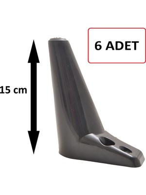Zeygen Zirve Plastik Ayak Baza Ayağı Koltuk - Kanepe Ayağı Puf-Tv Ünitesi Ayağı Siyah Renk 6 Adet 15 cm