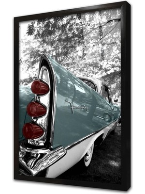 Tablosan Yeşil Klasik Araba Çerçeveli Cam Tablo