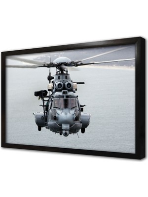 Tablosan Savaş Helikopteri Çerçeveli Cam Tablo