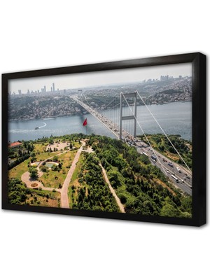 Tablosan Istanbul Boğaz Köprüsü Çerçeveli Cam Tablo