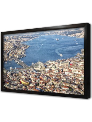 Tablosan Kuş Bakışı Istanbul Çerçeveli Cam Tablo