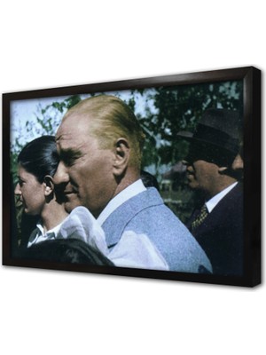 Tablosan Atatürkün Profilden Çerçeveli Cam Tablo