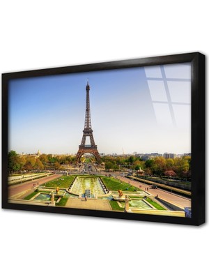 Tablosan Fransa Eyfel Kulesi Çerçeveli Cam Tablo