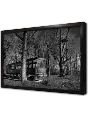 Tablosan Terk Edilmiş Tren Vagonu Çerçeveli Cam Tablo