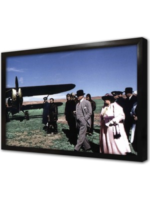 Tablosan Atatürk Türk Hava Kurumu Tarihçesi Çerçeveli Cam Tablo