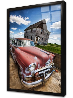 Tablosan Klasik Araba Çerçeveli Cam Tablo