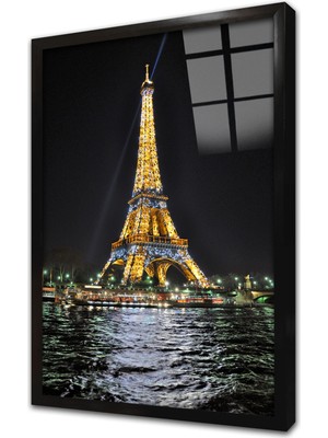 Tablosan Fransa Eyfel Kulesi Çerçeveli Cam Tablo