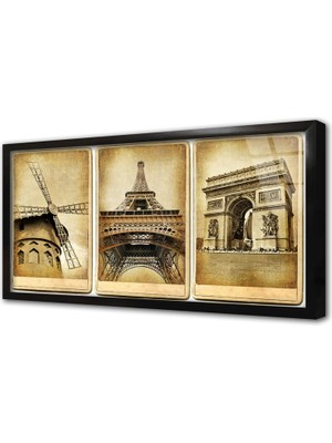 Tablosan Eyfel Kulesi Çerçeveli Cam Tablo