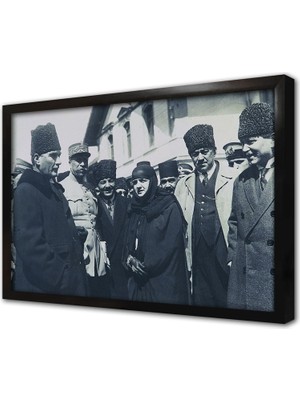 Tablosan Atatürk Latife Hanımla Adanada Çerçeveli Cam Tablo