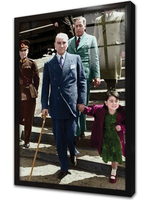 Tablosan Atatürk ve Ülkü Hanım Çocukken Çerçeveli Cam Tablo