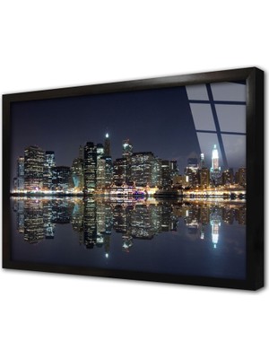 Tablosan Gökdelen Çerçeveli Cam Tablo