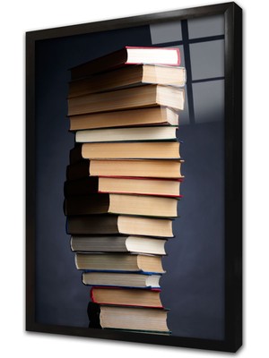 Tablosan Kitap Kulesi Çerçeveli Cam Tablo