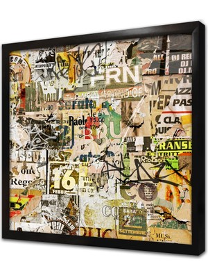 Tablosan Soyut Kolaj Lar Çerçeveli Cam Tablo